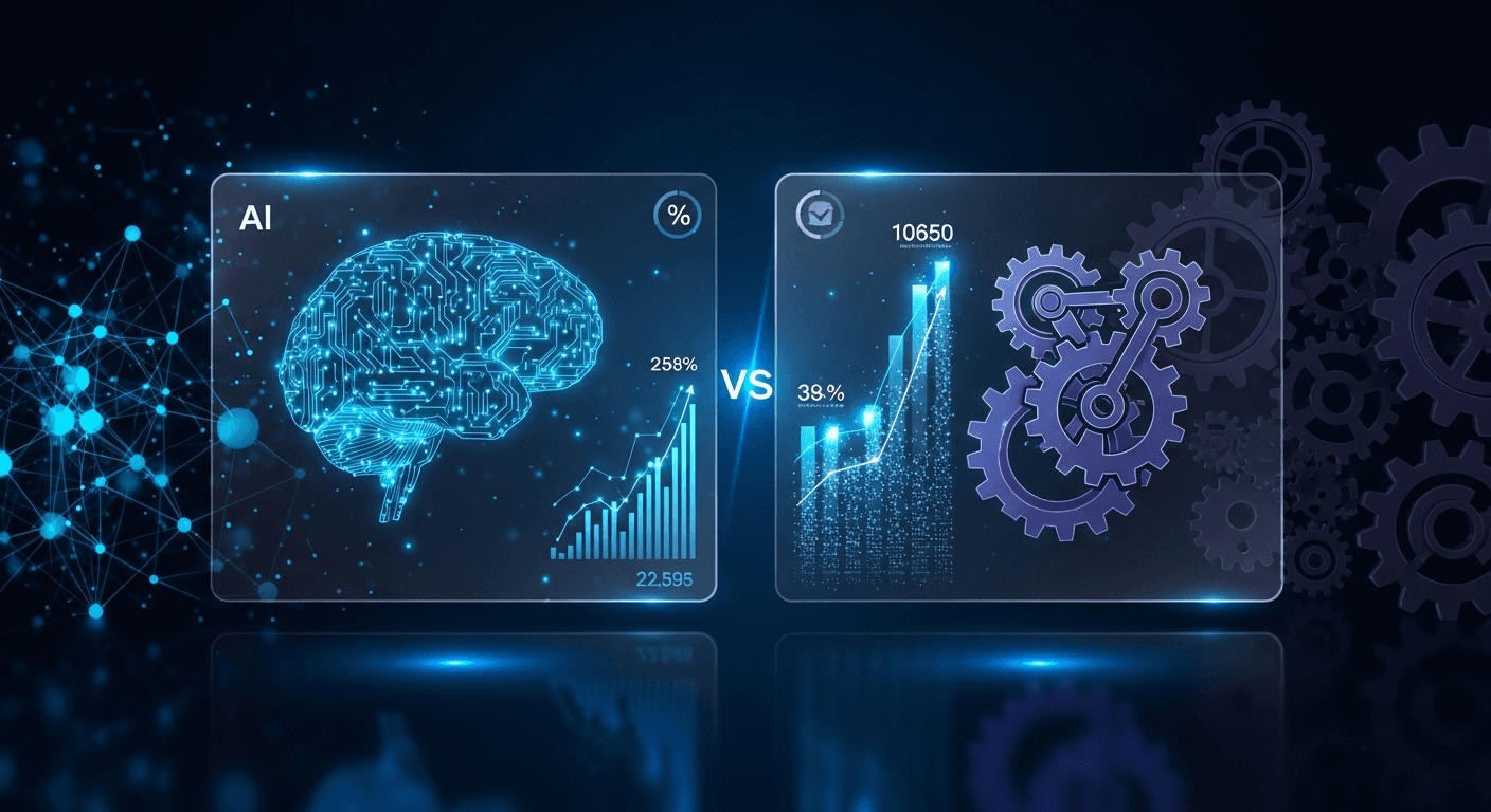 AI vs. Manual Tweeting: Which Grows Your X Following Faster? Split screen comparing AI-assisted tweet drafting versus manual tweeting workflow on X