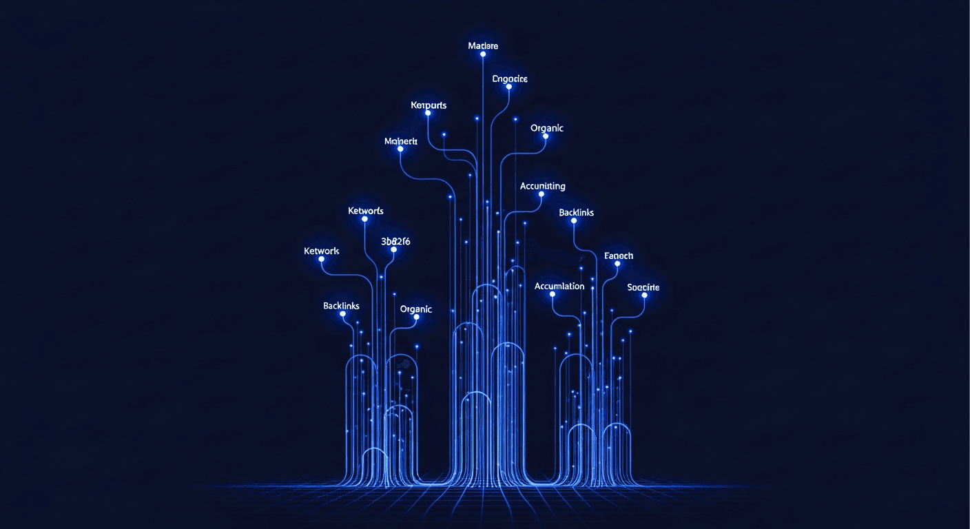 How 4 Social Tools Drive SEO With $0 in Ads Abstract dark-mode visualization of SEO traffic flows and content moats for social media tools