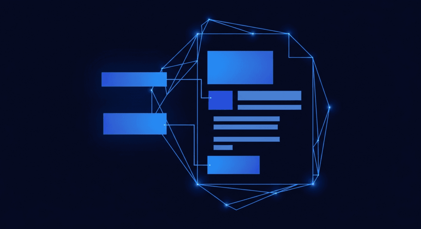 LinkedIn Post Generator Tips Abstract dark navy illustration representing LinkedIn post writing and content strategy with electric blue accents