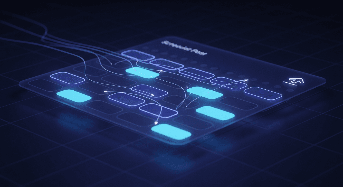 Meta Business Suite Instagram Scheduling Dark mode content calendar grid showing scheduled Instagram posts across a seventy five day window