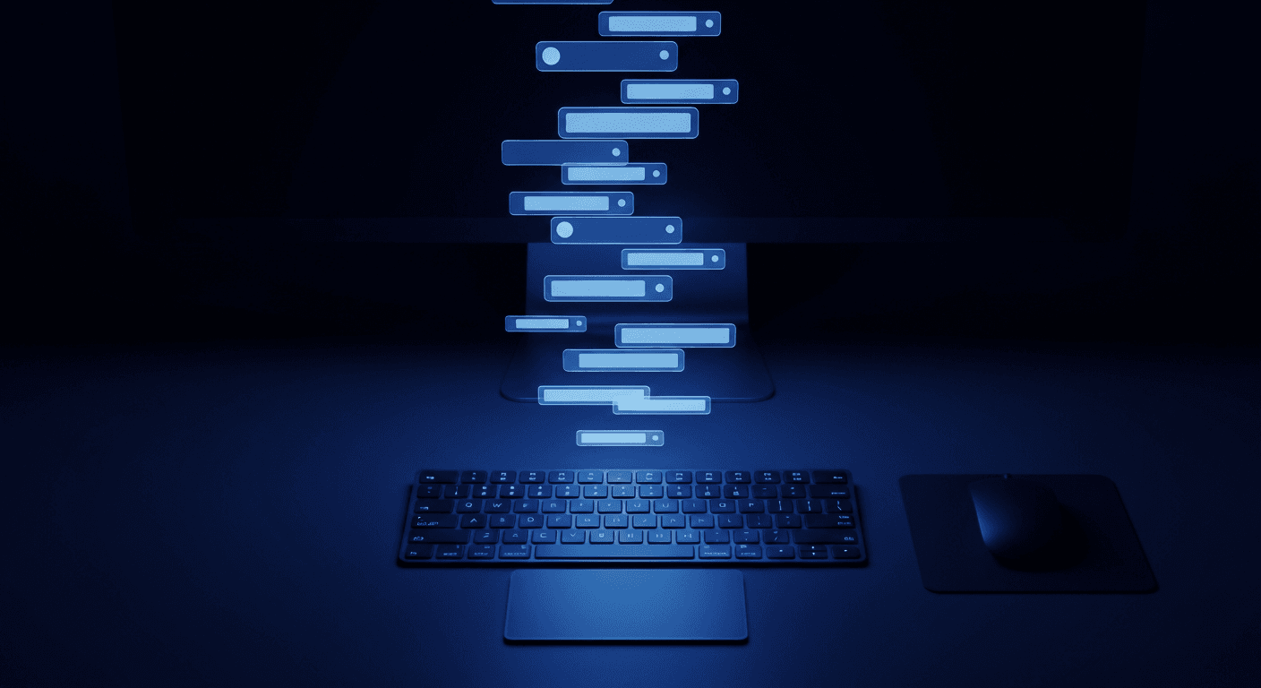 How I Stay Visible on Social While Building Founder at laptop with social media notifications and a product roadmap visible